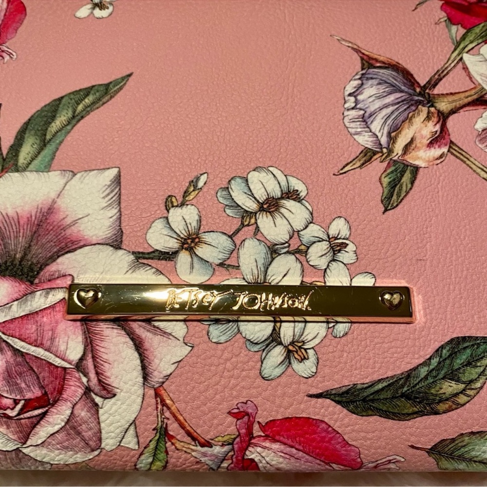 Betsey Johnson Pink Floral Crossbody with Chain - Picture 5 of 16